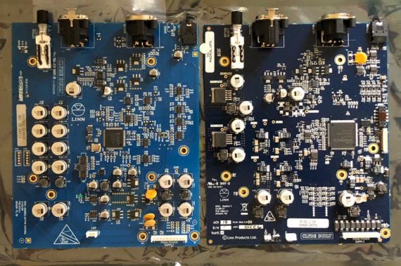 The new /2 circuit board (dark blue) sitting next to the original /1 circuit board (light blue) for your visual comparison! Note the much larger processor and also if you look closely, we can now dim the front power LED by moving a small bridging link on the board ?